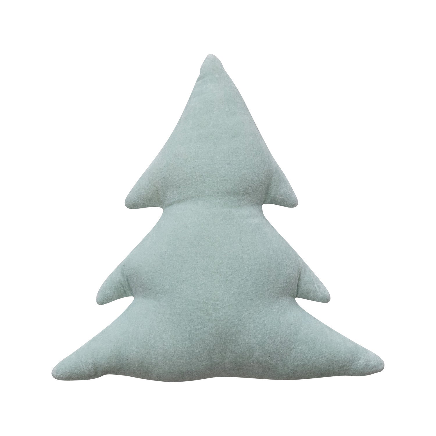 Velvet Mint tree-shaped pillow on a white background