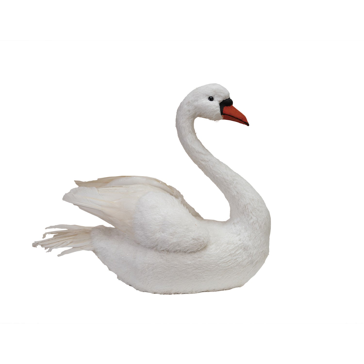 Fabric, Foam & Feather Swan, White, Black & Orange Color