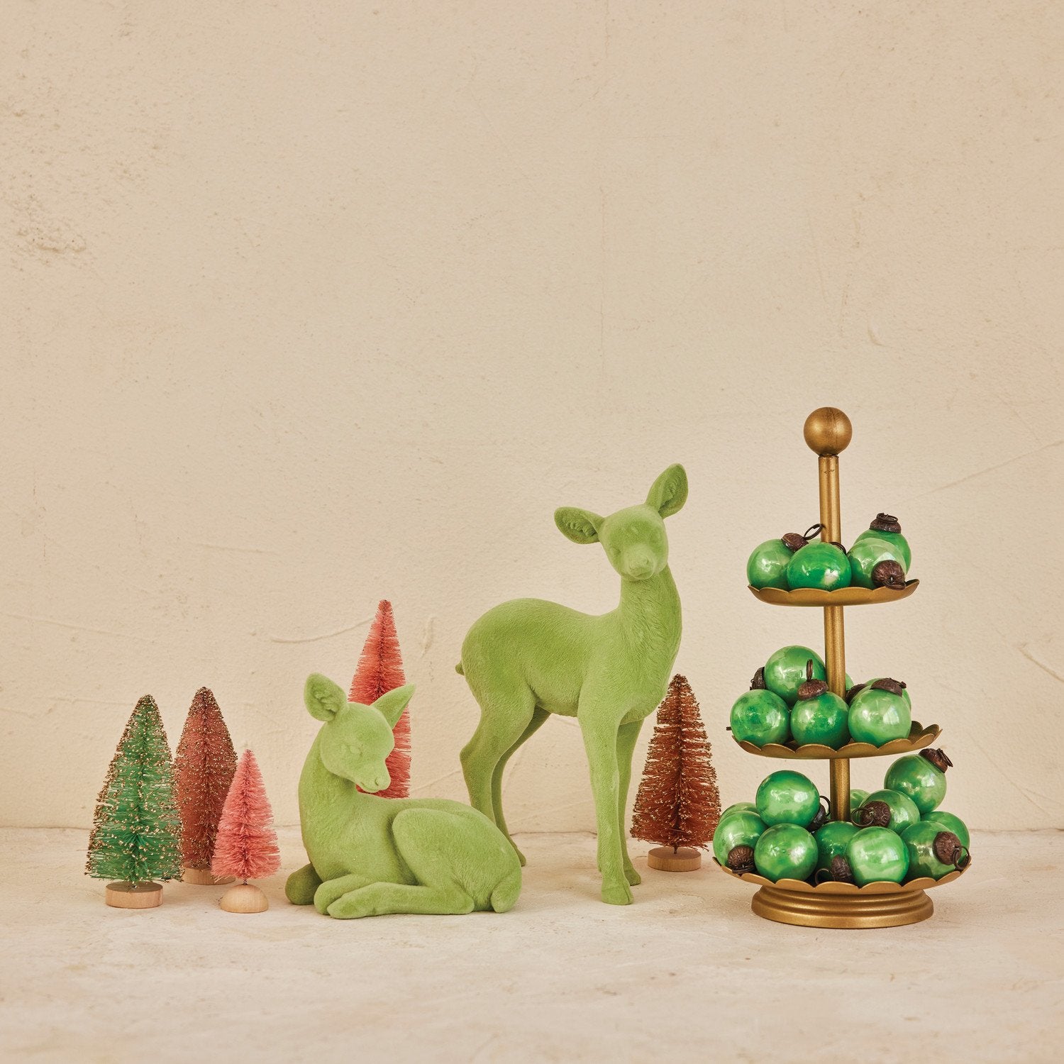 5-1/2"L x 2-1/4"W x 9"H Flocked Resin Standing Deer, Mint Color