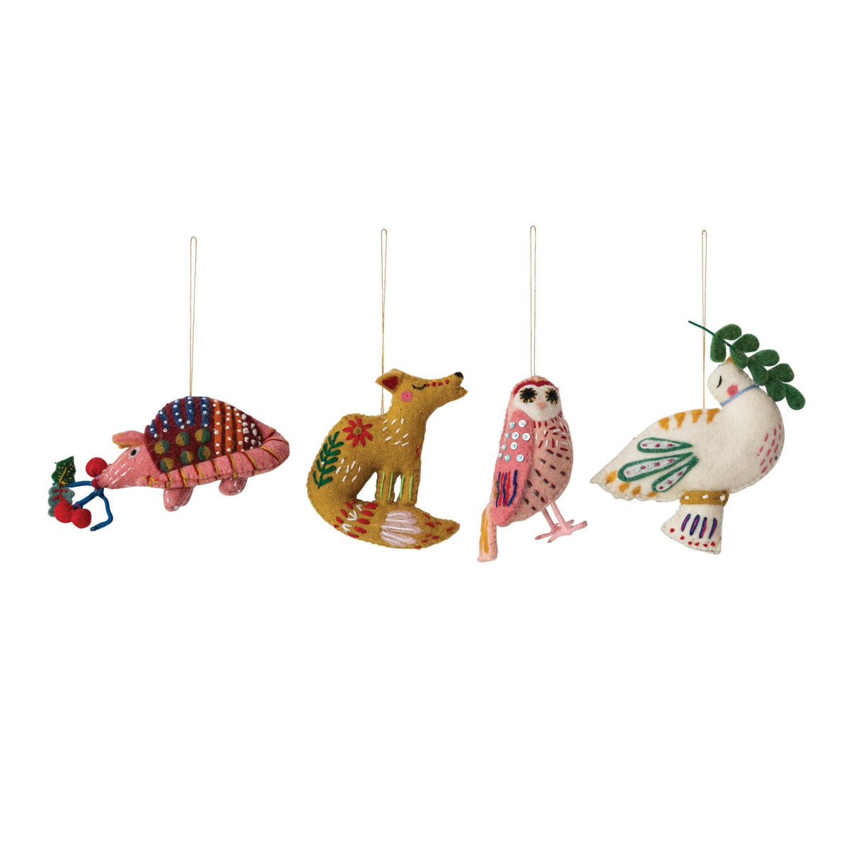Folk Art Felt Animal Ornaments 