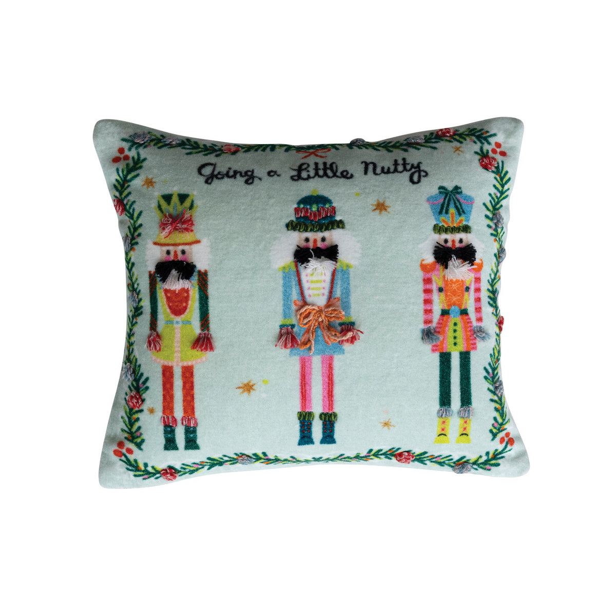 Velvet Nutcracker Lumbar Pillow. Bring a touch of cozy elegance and festive charm to your living space with our Velvet Nutcracker Lumbar Pillow. Crafted from soft cotton velvet with a lovely patterned cotton-linen back, this charming pillow offers both supportive comfort and classic holiday warmth for your favourite armchair, sofa, or entryway bench.