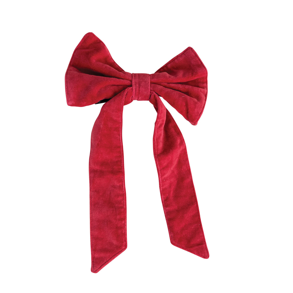 Velvet Clip-on Bow - Red. Add a touch of timeless warmth and festive charm to your home with our Red Cotton Velvet Clip-on Bow. Perfectly crafted from soft, luxurious velvet, this classic accent effortlessly clips onto tree branches, wreaths, garlands, or gift packaging to bring cozy elegance and holiday joy to any space.