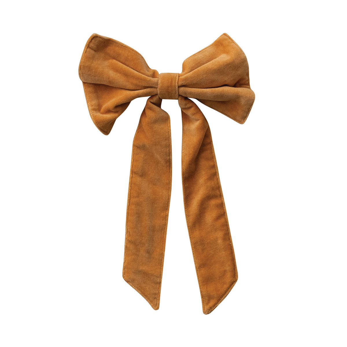 Velvet Clip-on Bow - Mustard. Bring a touch of cozy elegance and charm to your home decor with our Mustard Velvet Clip-on Bow. Soft to the touch and rich in warmth, this beautiful accent piece effortlessly enhances holiday trees, wreaths, garlands, or gift packaging. Its convenient clip design makes decorating simple, adding an inviting and stylish detail to any festive setting.