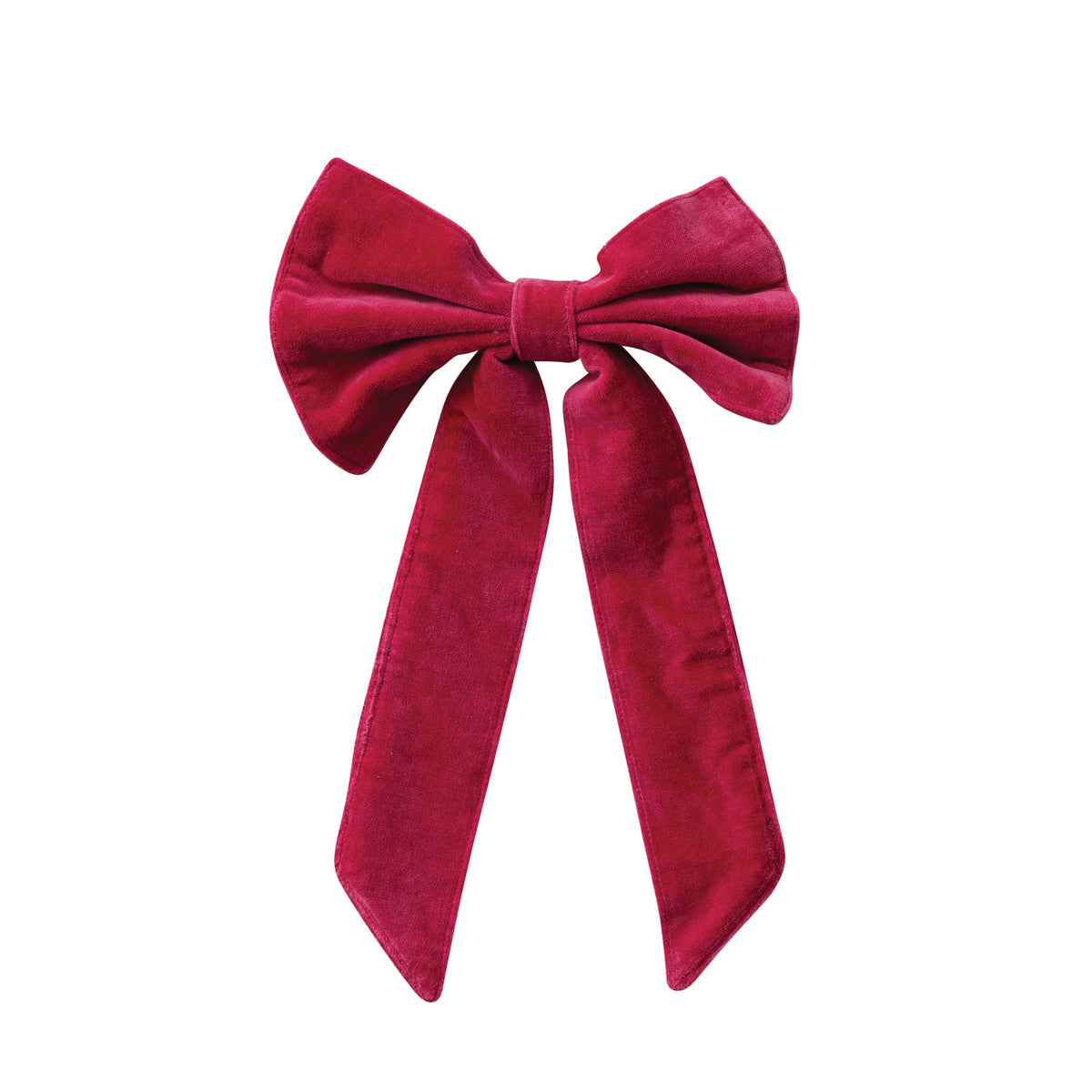 Velvet Clip-on Bow - Fuchsia Color. Add a vibrant pop of charm and holiday joy to your home with our Velvet Clip-on Bow in Fuchsia. Crafted with soft, luxurious cotton velvet, this delightful accent clips effortlessly onto branches, wreaths, garlands, or gifts, bringing a cozy warmth and playfulness to your festive decor.
