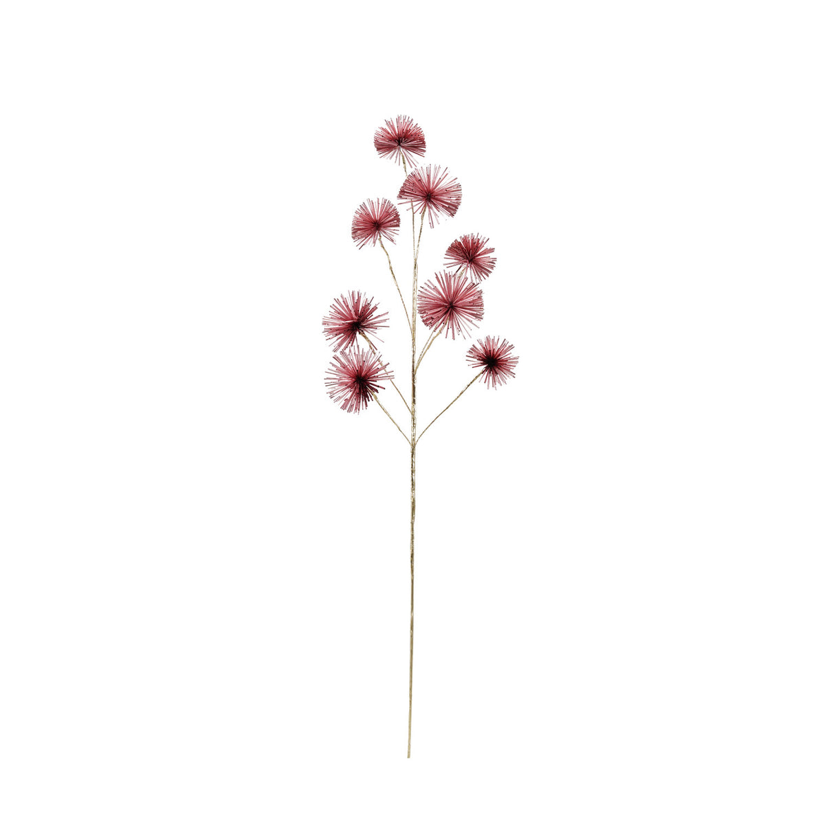 Tinsel Ball Stem - Pink. Add a touch of cheerful sparkle and festive warmth to your home decor with our Pink Tinsel Ball Stem. Perfect for tucking into wreaths, vases, or holiday displays, this delightful accent brings a soft, joyful pop of color and charm to any space, making it easy to create a welcoming, celebratory atmosphere for you and your loved ones.