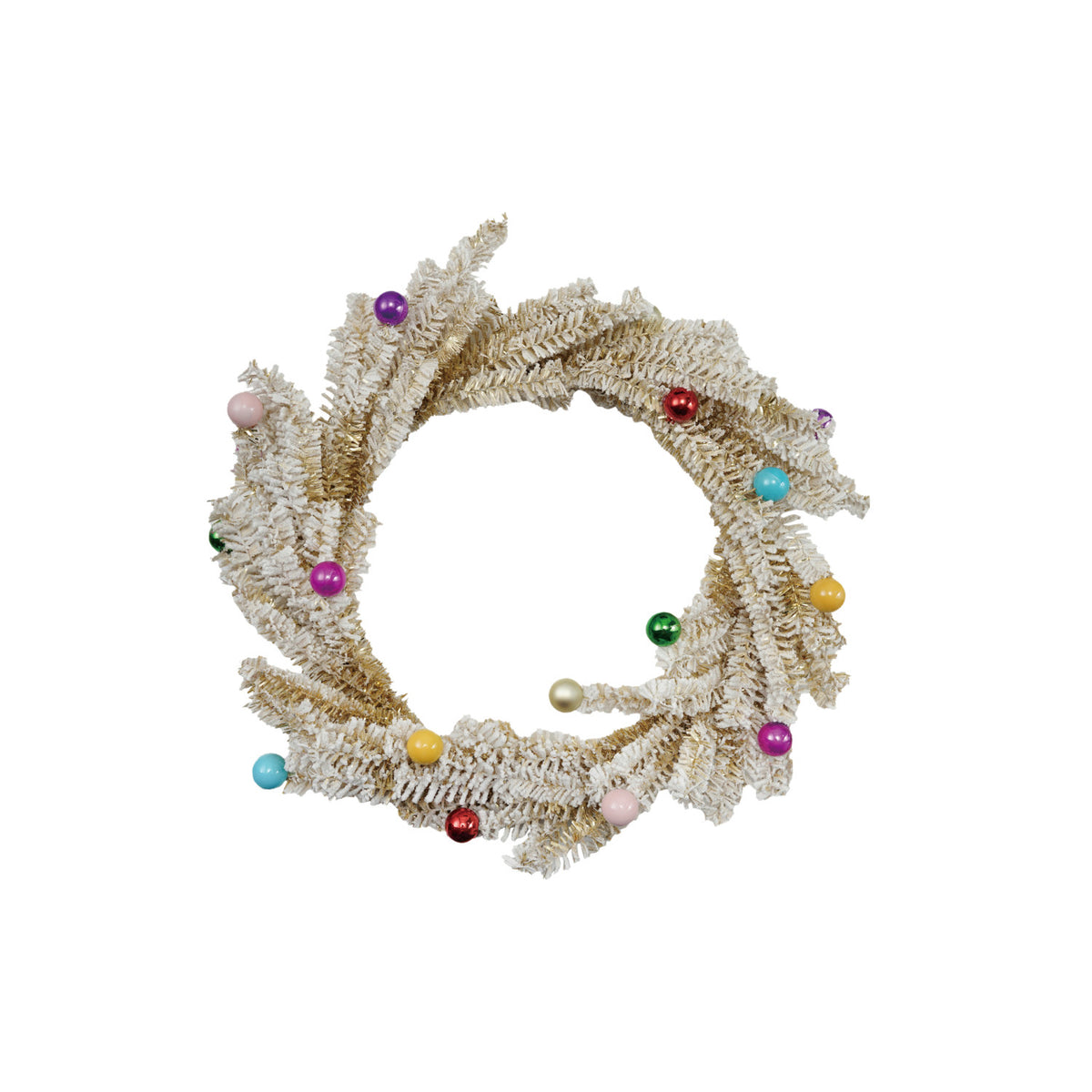 Tinsel & Bauble Snowy Wreath. Welcome the magic of the season into your home with our Tinsel & Bauble Snowy Wreath. Featuring a beautiful 18-inch design adorned with festive ball ornaments and a delicate snowy finish, this charming piece brings a touch of cozy elegance and holiday cheer to any doorway, wall, or mantelpiece.