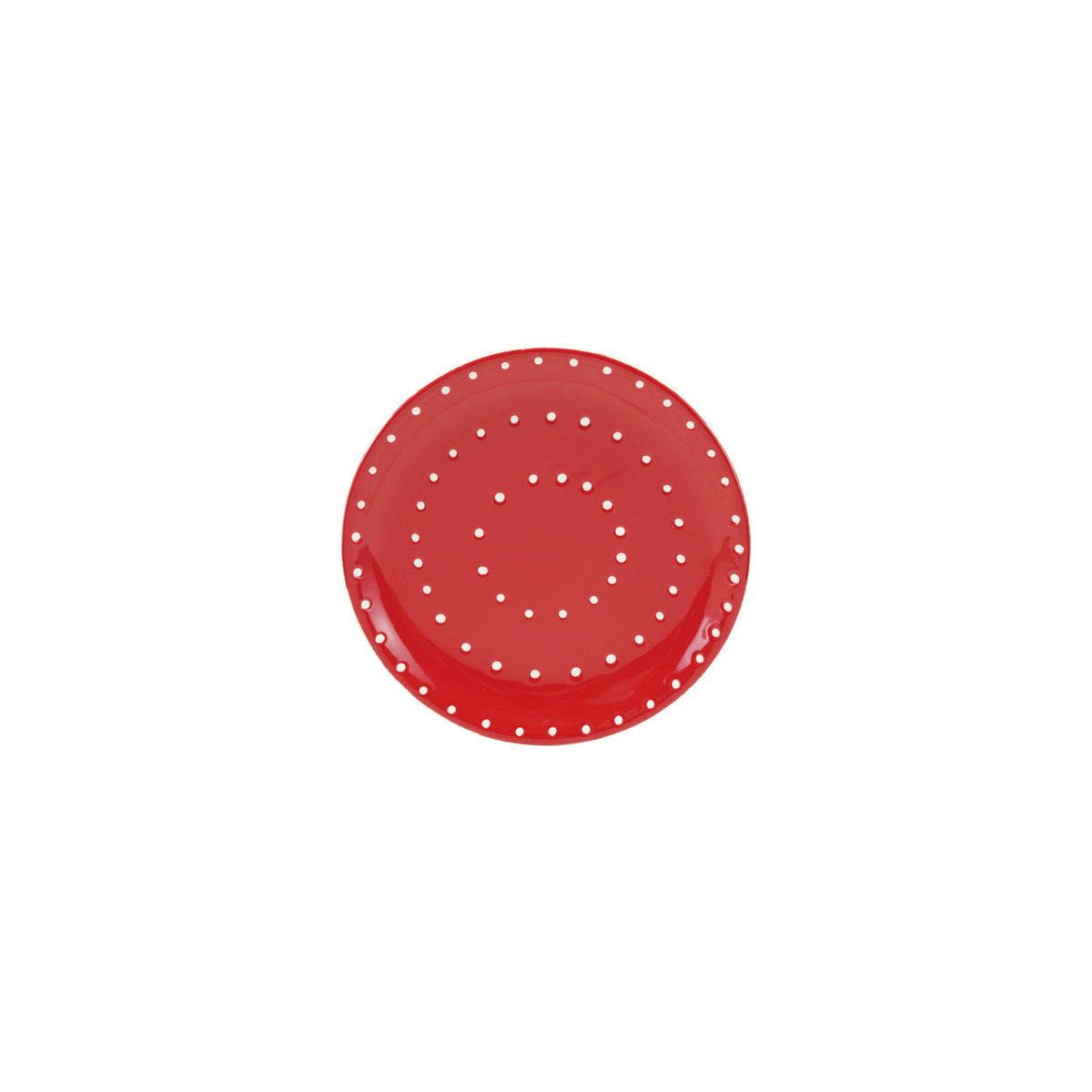 Dotted Stoneware Red Plate. Bring a cheerful and cozy feel to your dining experience with our Dotted Stoneware Red Plate. Hand-painted with playful white dots on a vibrant red background, this charming plate is perfect for sharing meals and creating festive memories with loved ones.