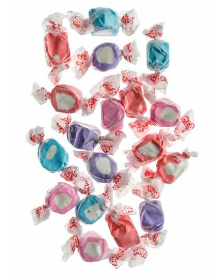 We love this mix of gourmet taffy berry, berry much. And so will you! You can only get this unique taffy in this assortment.  Flavors include: Huckleberries & Cream, Blueberries & Cream, Strawberries & Cream, and Raspberries & Cream. Taffy Shop's Berries & Cream Assortment saltwater taffy is guaranteed fresh.