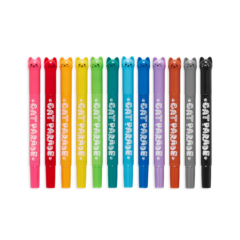 Kitten face cuteness makes these gel crayons an attention-getter. 12 bright twist-up gel crayons are topped with a variety of charming cat expressions making the Cat Parade Gel Crayons purr-fect. Add water and a paintbrush to create watercolor effects on your coloring too
