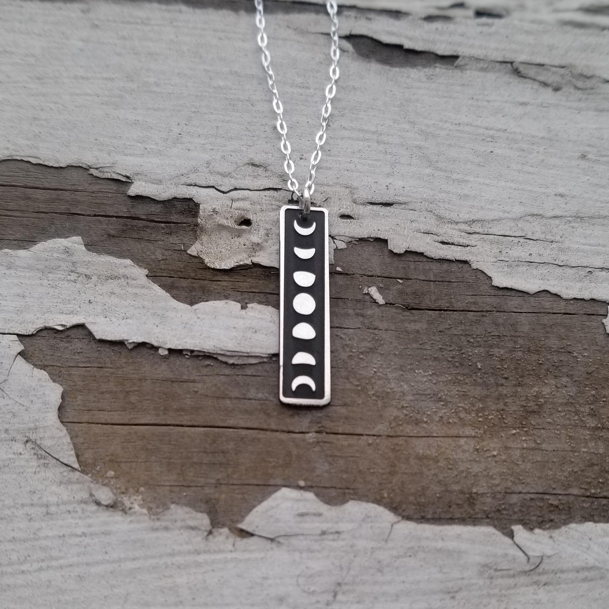Moon Phases Skinny Bar Necklace - The Bearded Jeweler