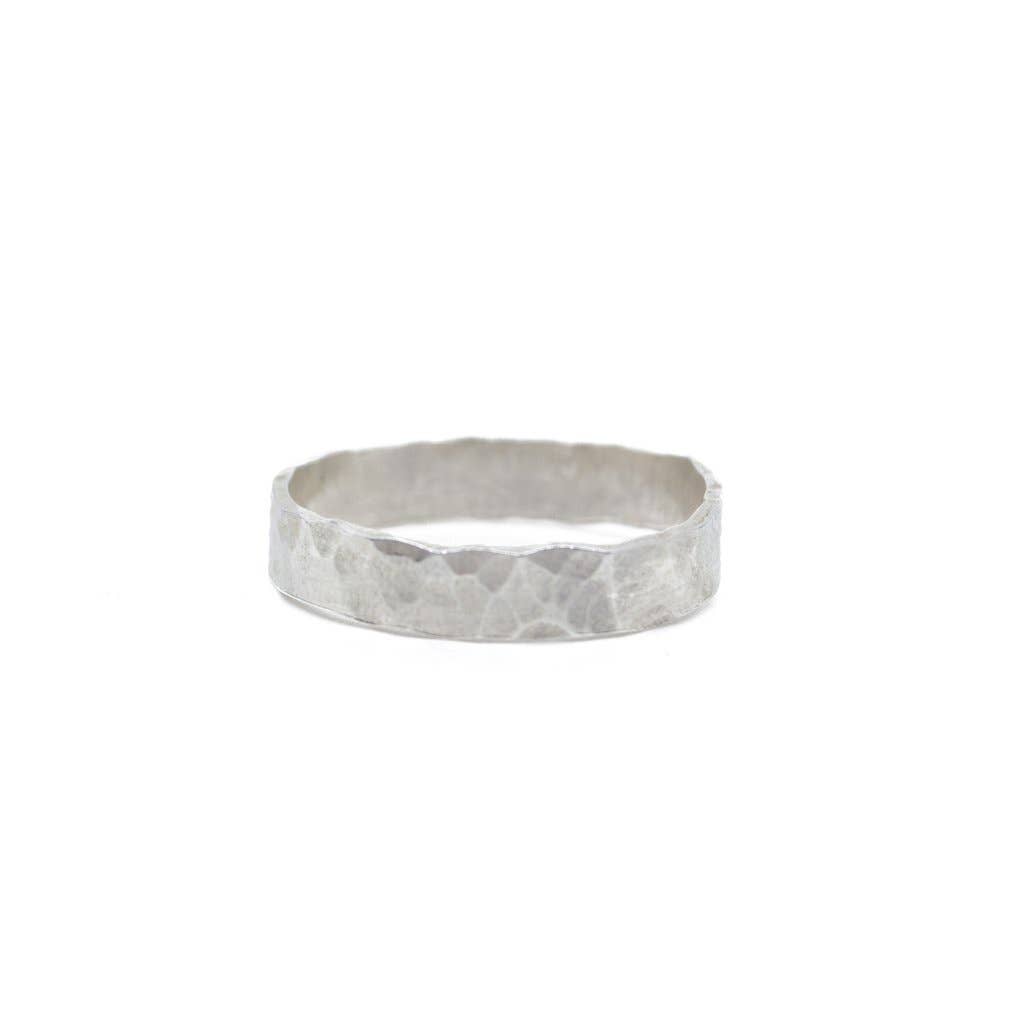 Ultra Thick Hammered Ring in Silver