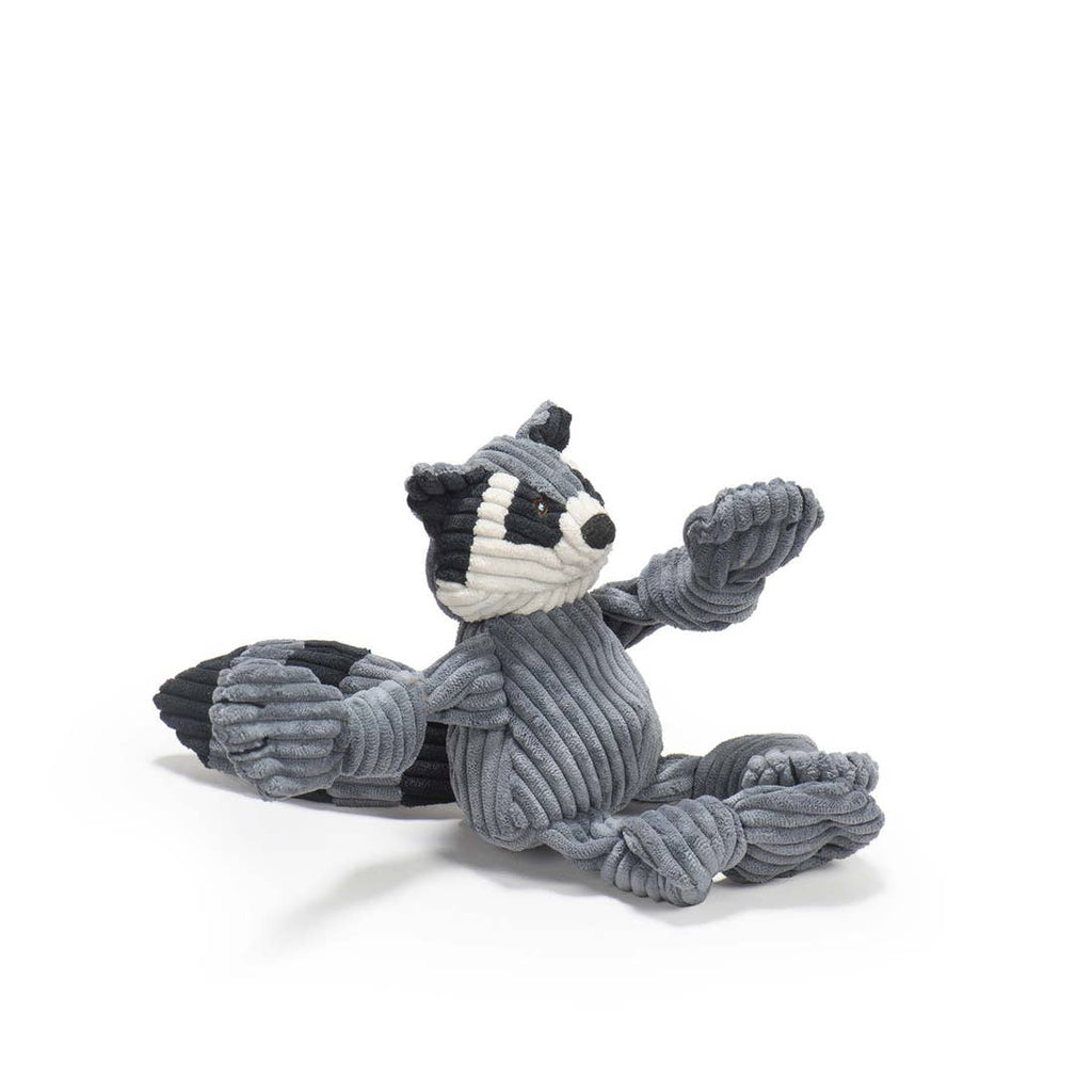 Hugglehounds Knotties are the original knotted, plush dog toy! Knotties are the most durable plush dog toys available for dogs and puppies. All Knotties are made with exclusive Tuffut Technology, a durable three-layer lining on the inside that stays soft and cuddly on the outside. Racoon.