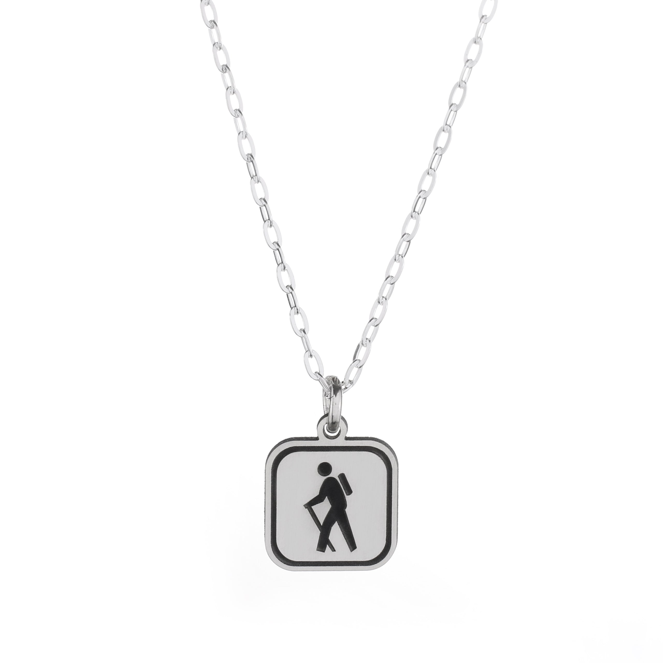 Hiking Mini Sign Necklace -The Bearded Jeweler