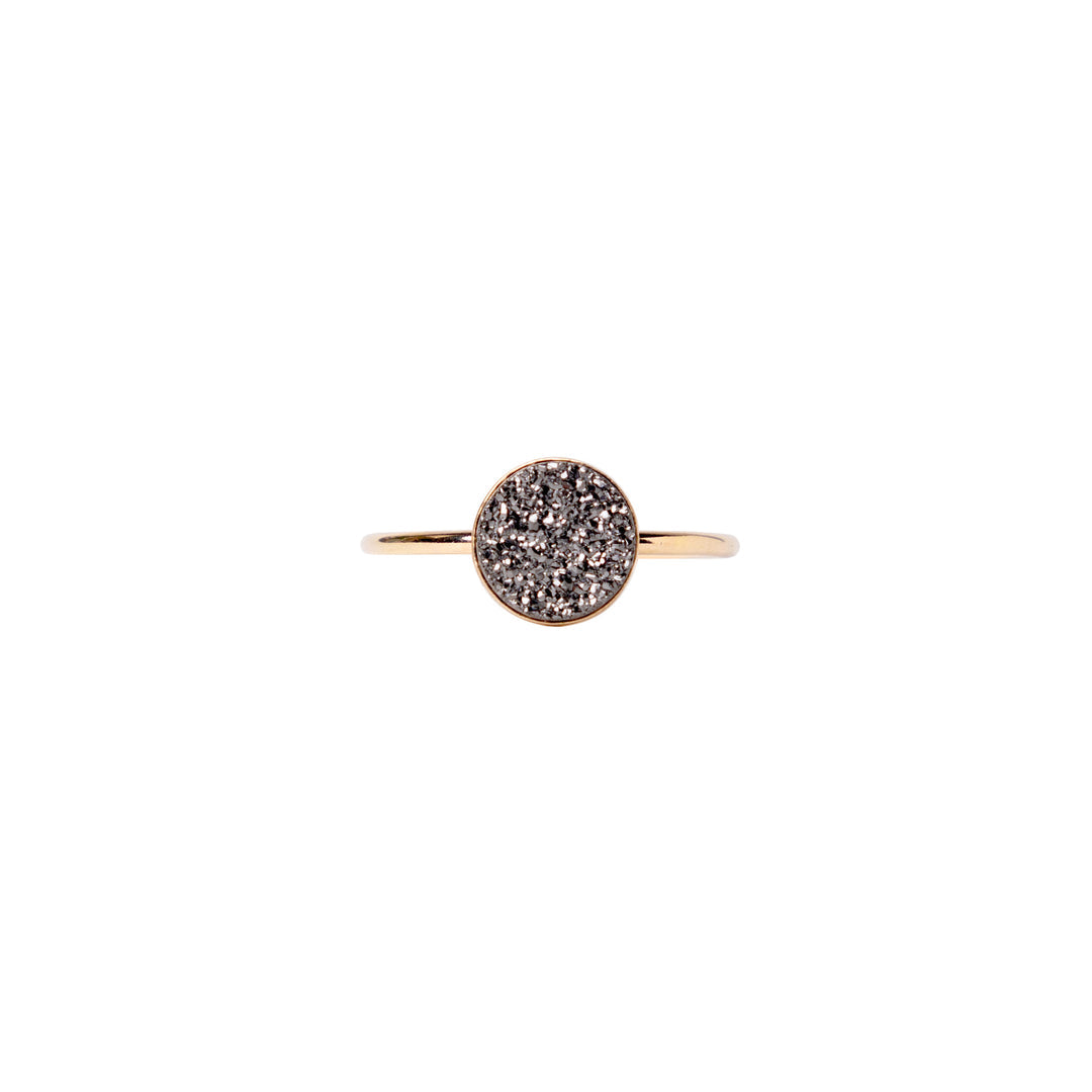 Black Druzy Large Ring Black Stone Ring Witchy Ring - Goldfill