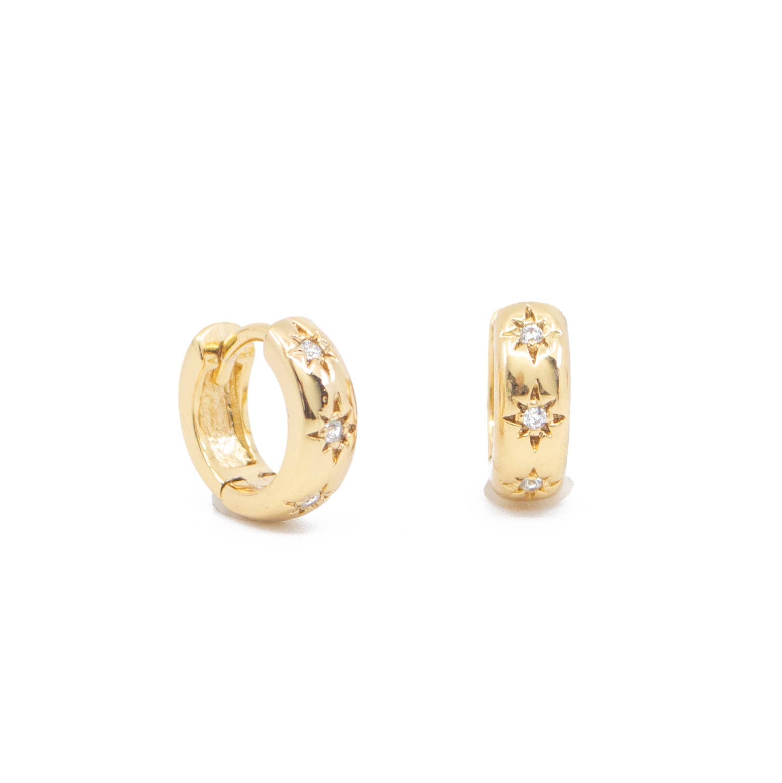 Stargazer Hoops / Huggies in Gold