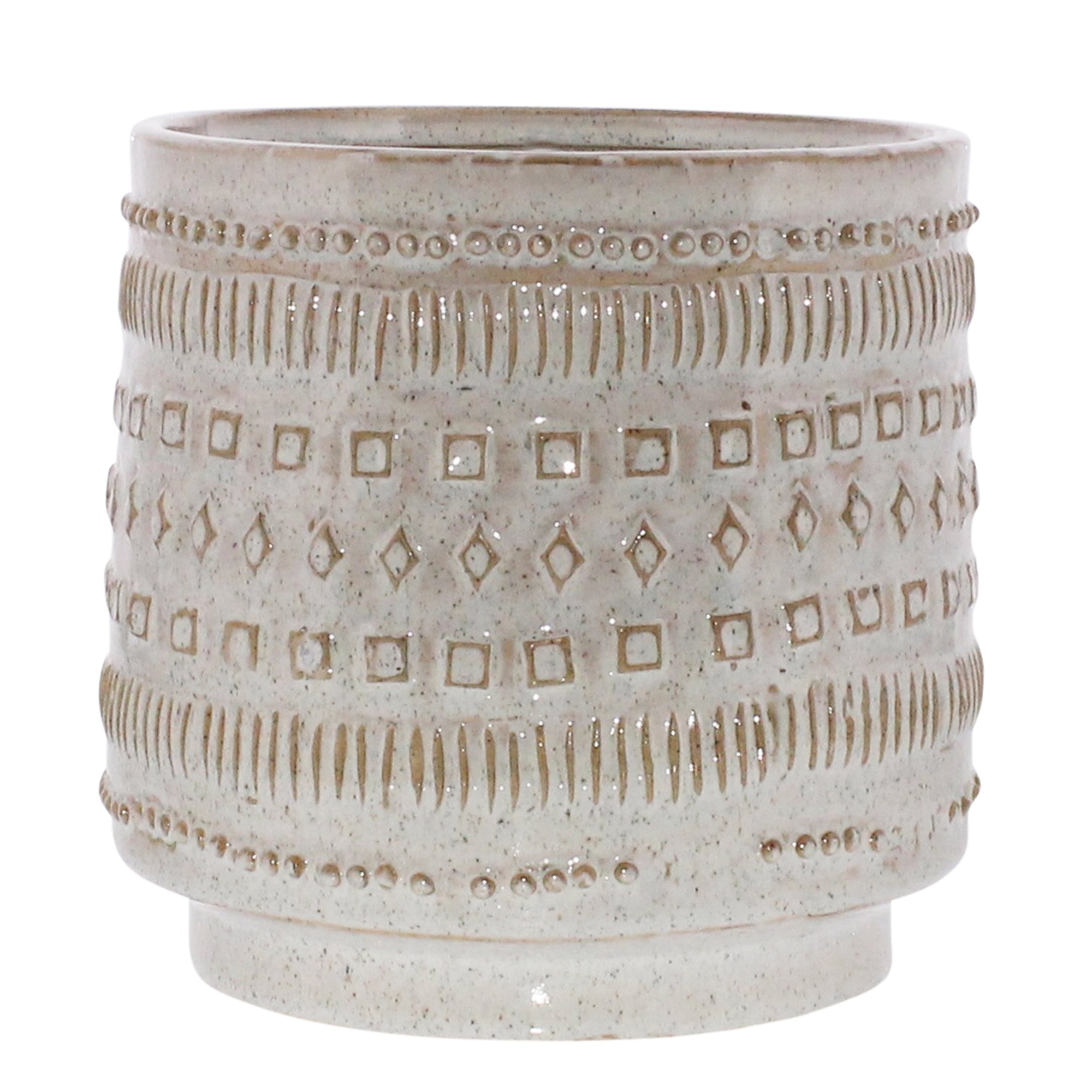 Peru Cachepot, Ceramic - Lrg - White