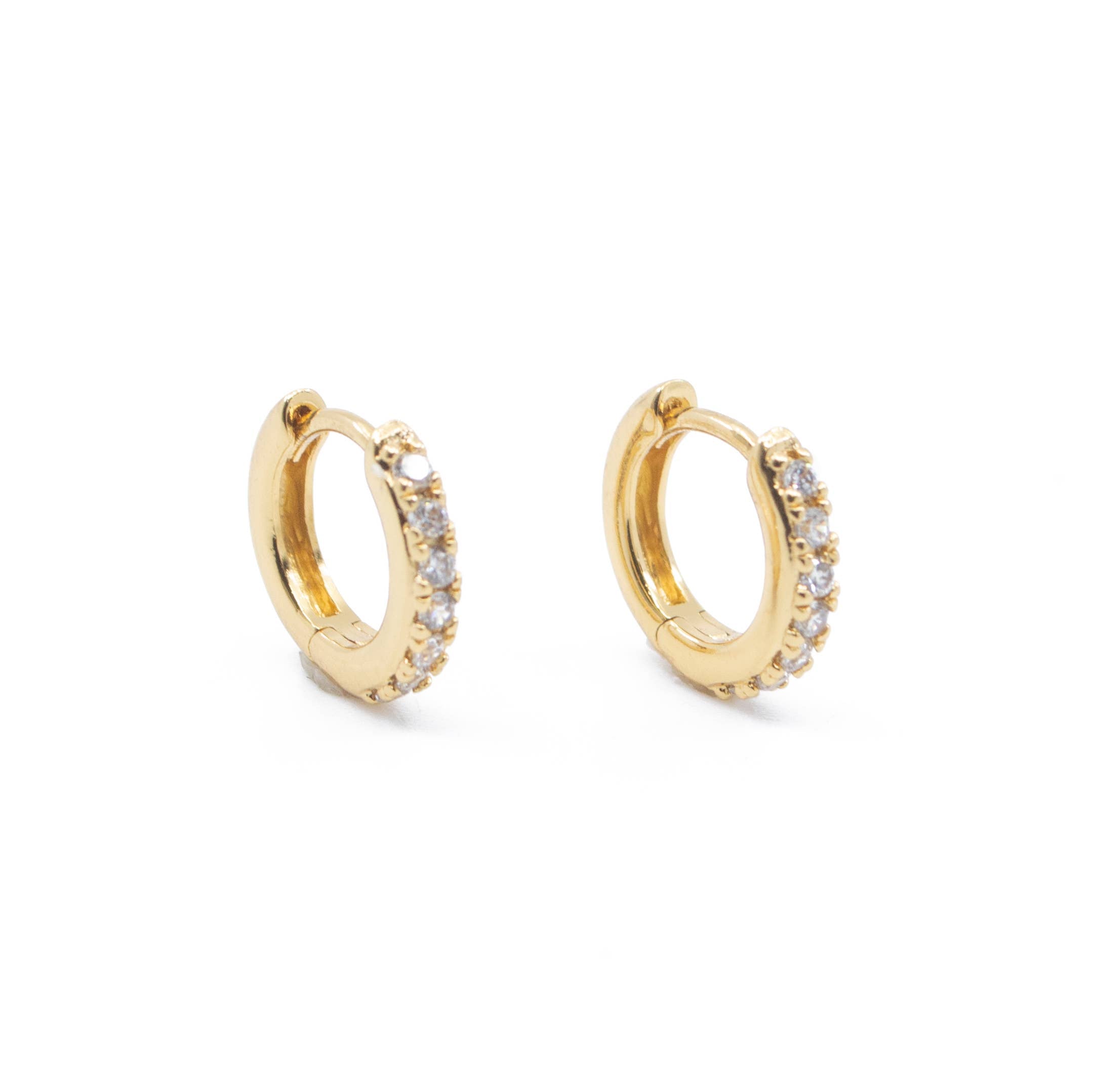 CZ Diamond Huggie Hoops in Gold
