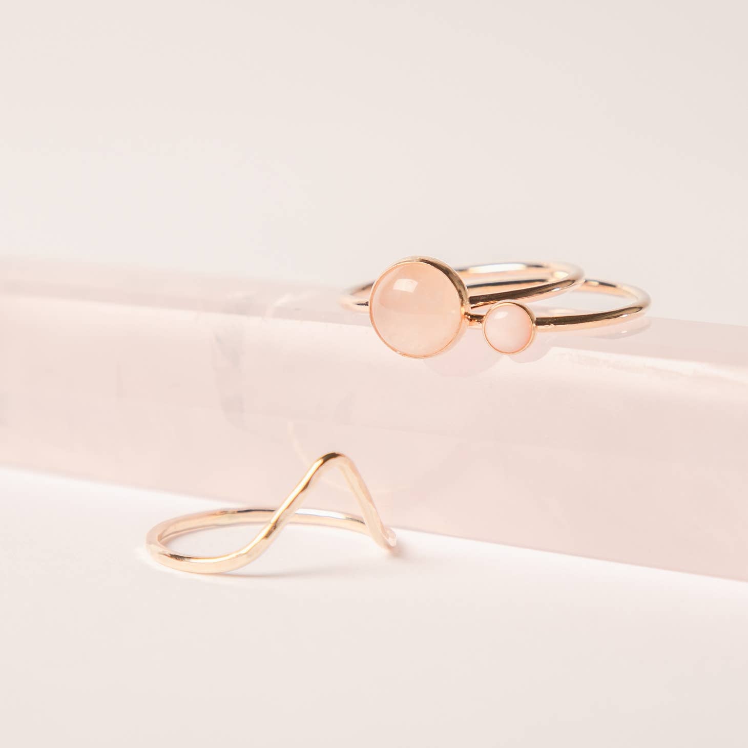 Small Pink Opal Ring Gold Filled Band Stacker Barbiecore