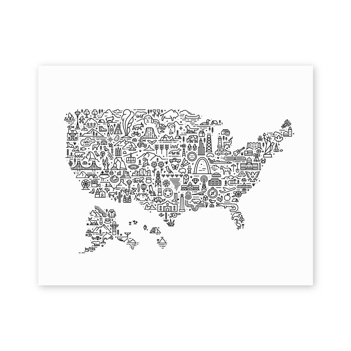 National Parks of the United States Map Screen Print