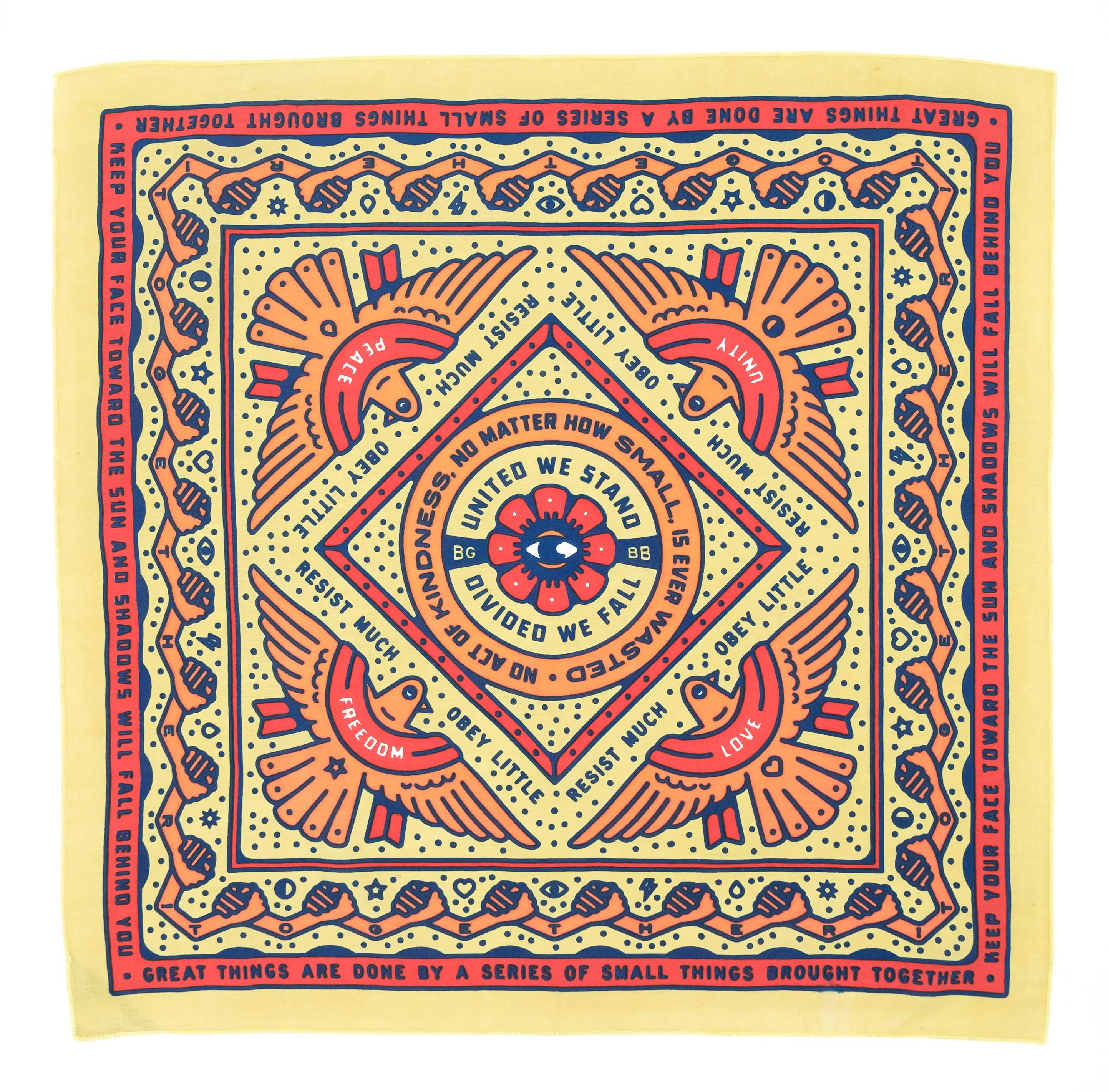 Join the bandana-babe revolution with our "Together" bandana! Made from 100% organic cotton, this stylish accessory brings your outfit together while supporting sustainable and eco-friendly practices. Don't just look cool, feel good too.