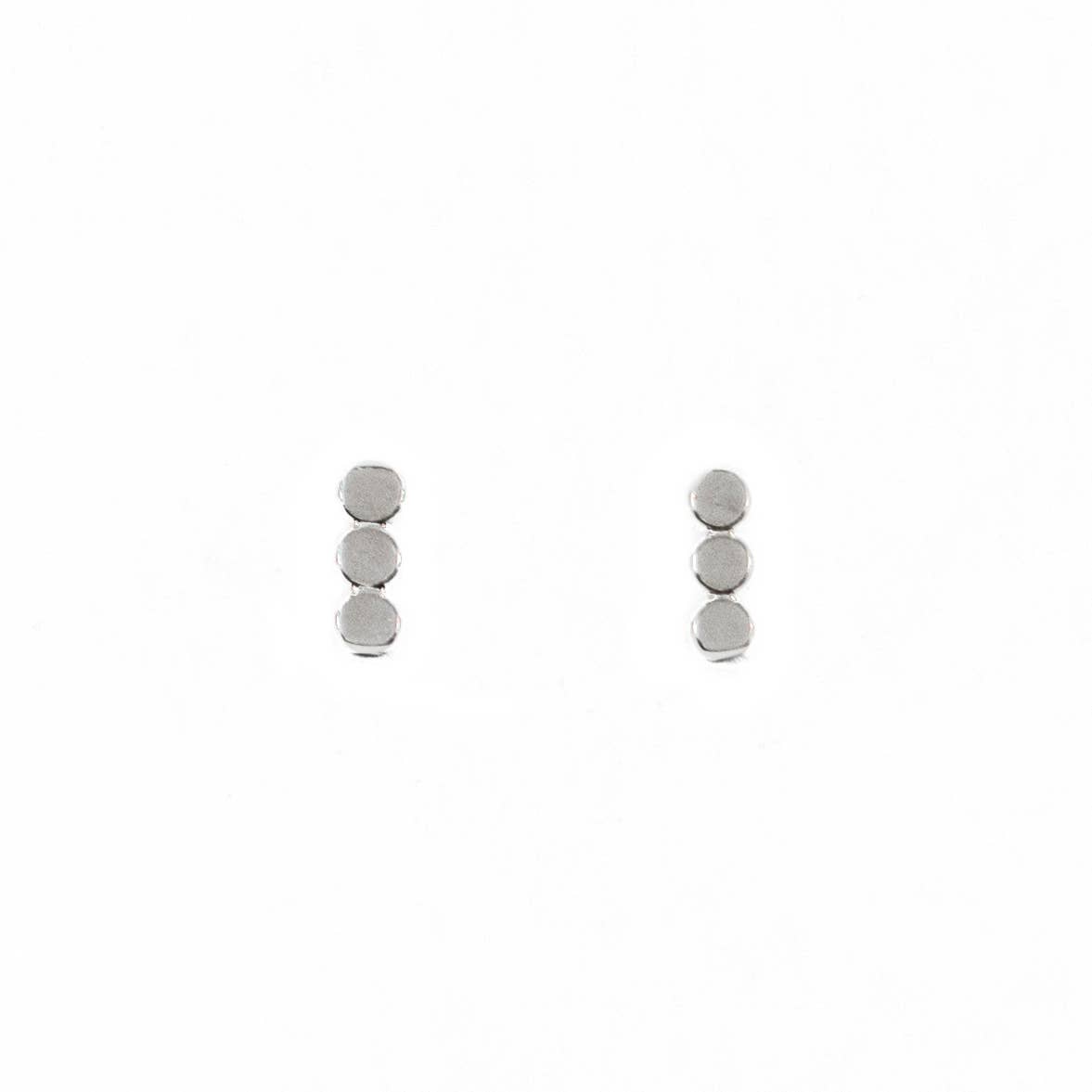 Small Coin Dot Stud Earrings in Silver