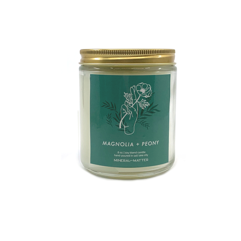Mineral and Matter Magnolia and Peony Floral Hand Candle