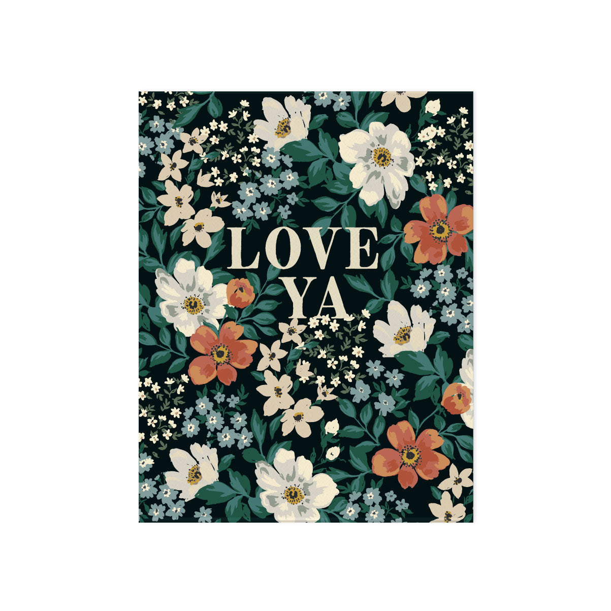 "Love Ya" Black Floral Card