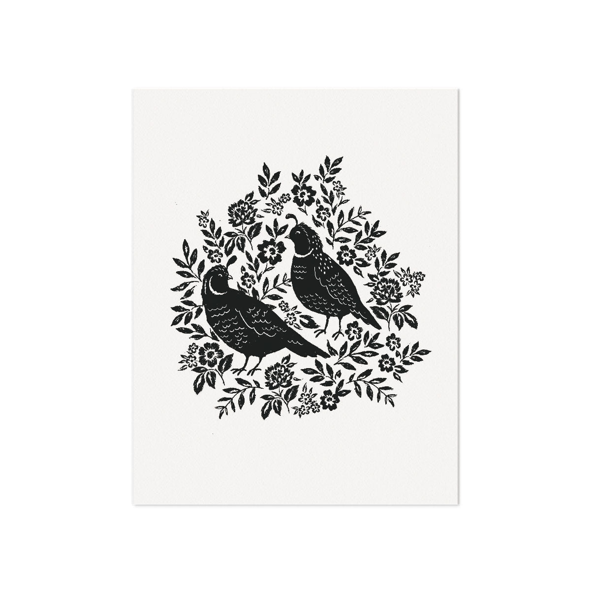 Quail Floral Card