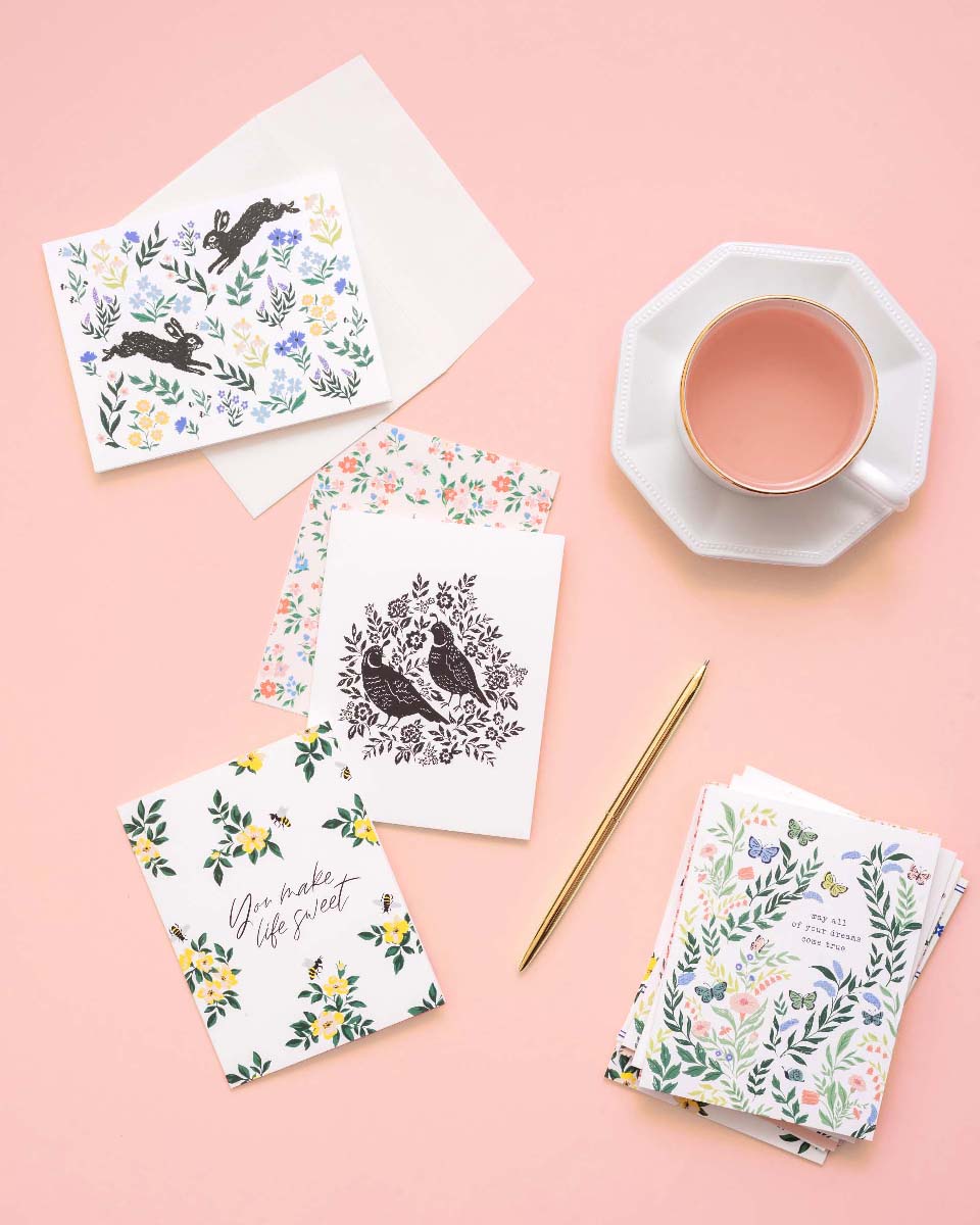 Quail Floral Card