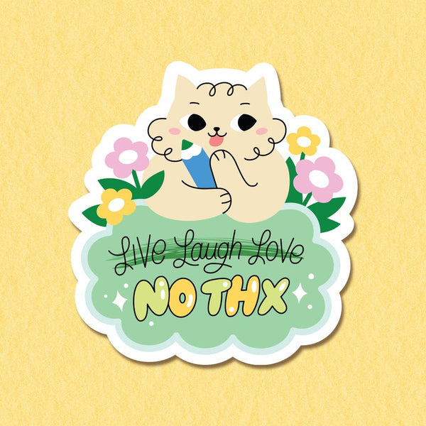 No Thanks Cat Sticker