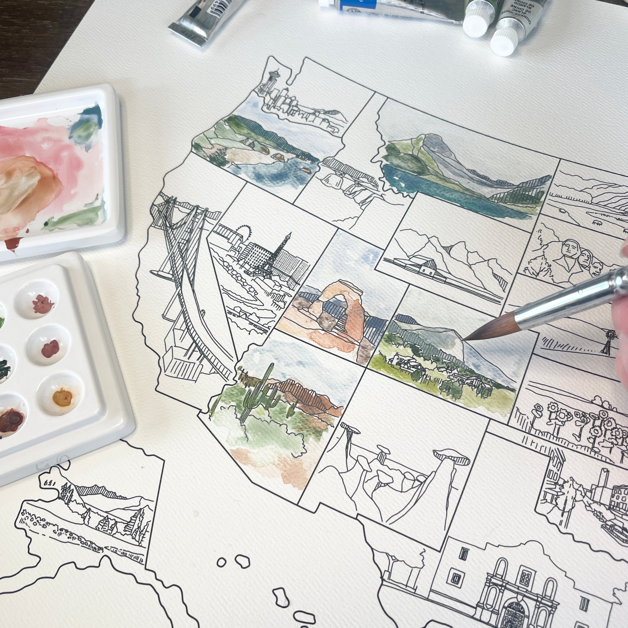 USA Map DIY Watercolor Kit