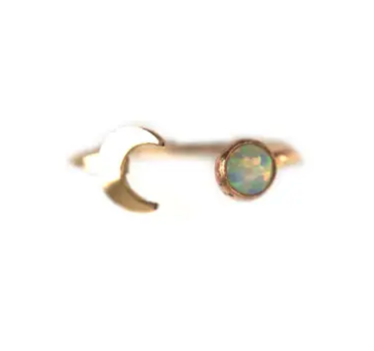Luna Opal Ring Lunar Moon Phases Crescent Moon Ring Goldfill