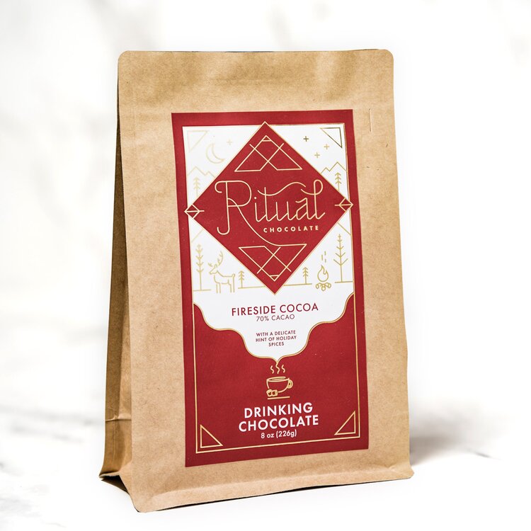  Fireside: Taste the flavors of the holiday in every sip with delicate hints of cinnamon, allspice, clove, & ginger. This Limited Edition Drinking Chocolate is sure to bring you warmth this season.