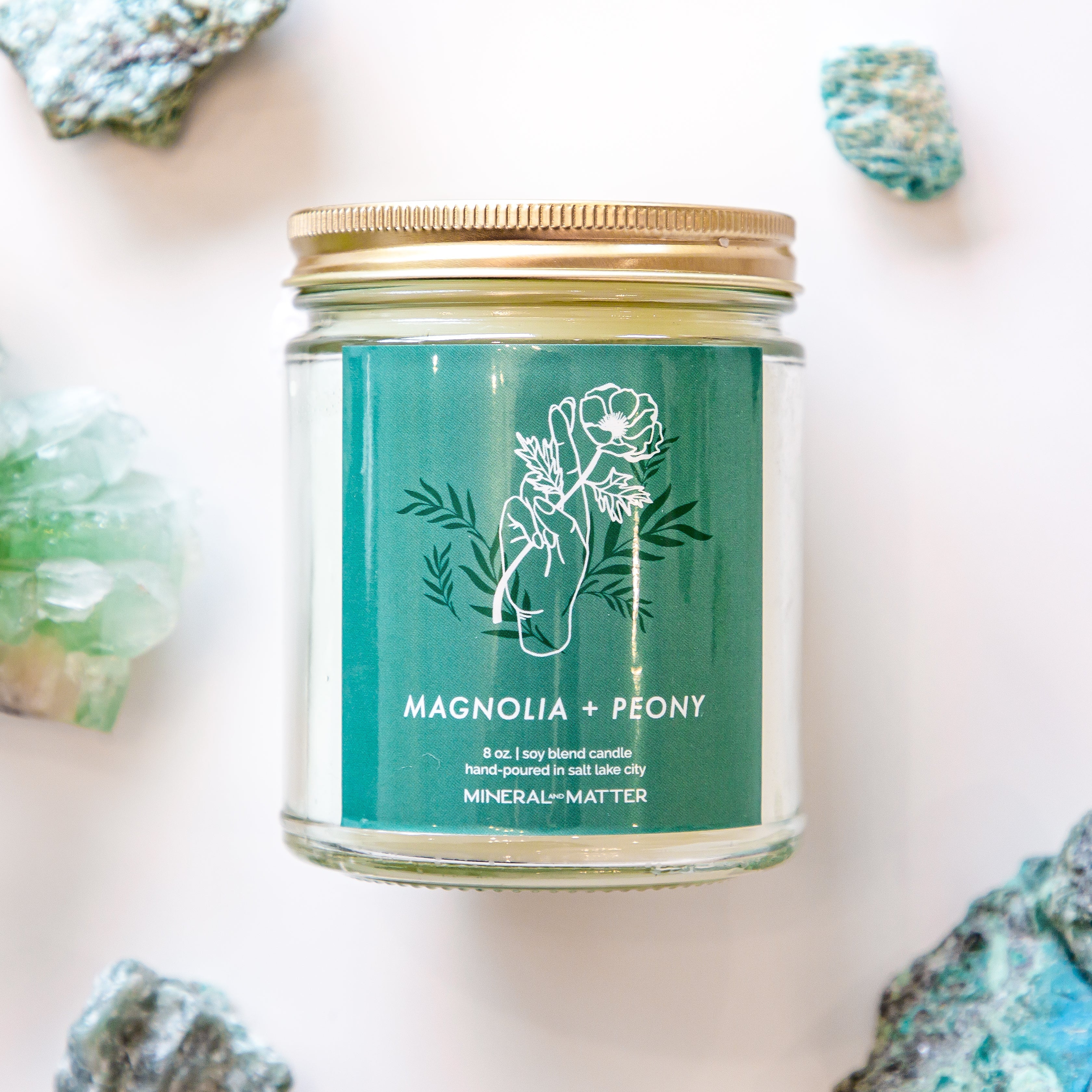 Mineral and Matter Magnolia and Peony Floral Hand Candle
