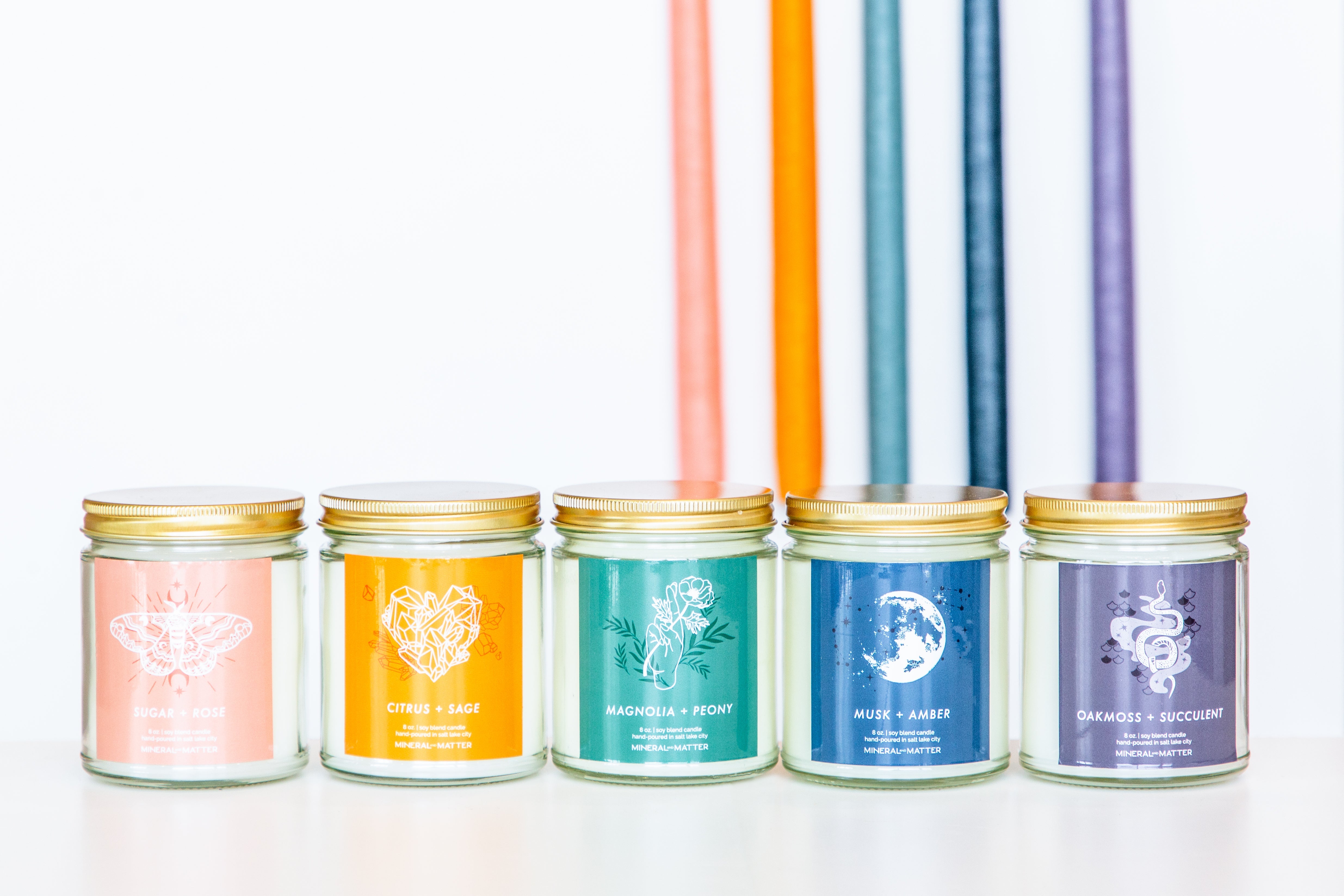 Mineral and Matter Magnolia and Peony Floral Hand Candle
