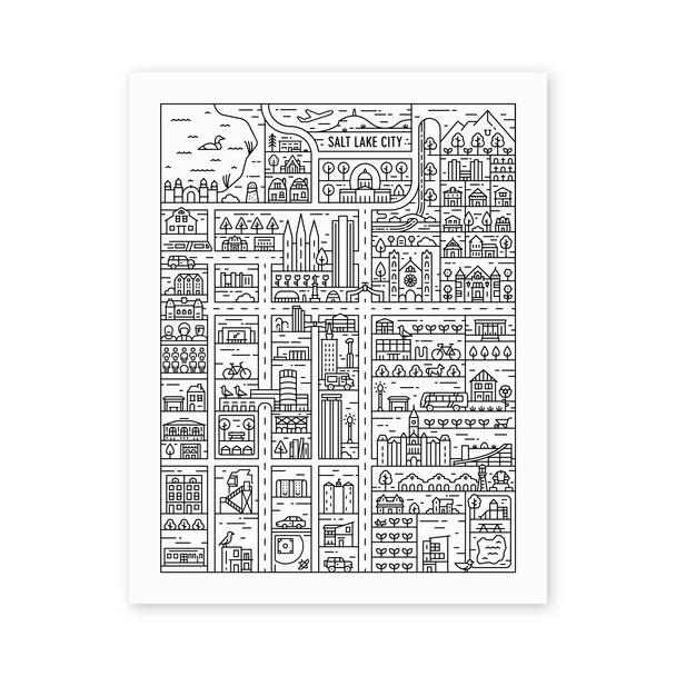 Salt Lake City Map 11x14 Print