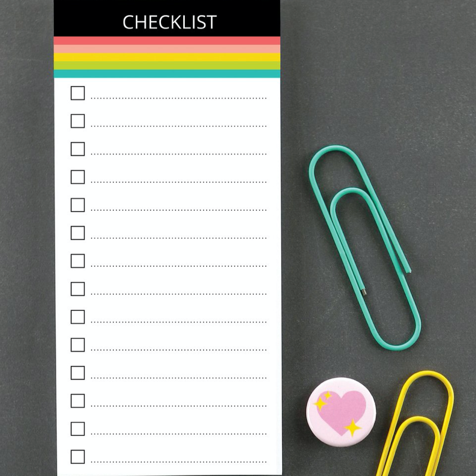 Rainbow Stripe Checklist Pad