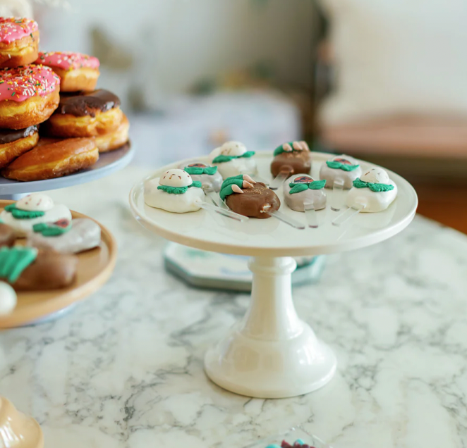 Linen/ Cream White Melamine Cake Stand