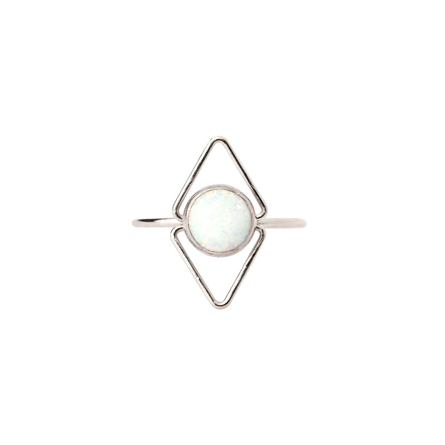 Deco Opal Ring Triangle Art Deco Ring Sterling Silver Deco