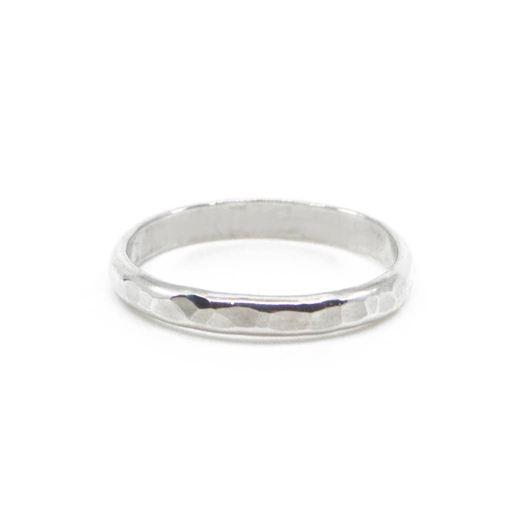 Thick Hammered Ring in Silver