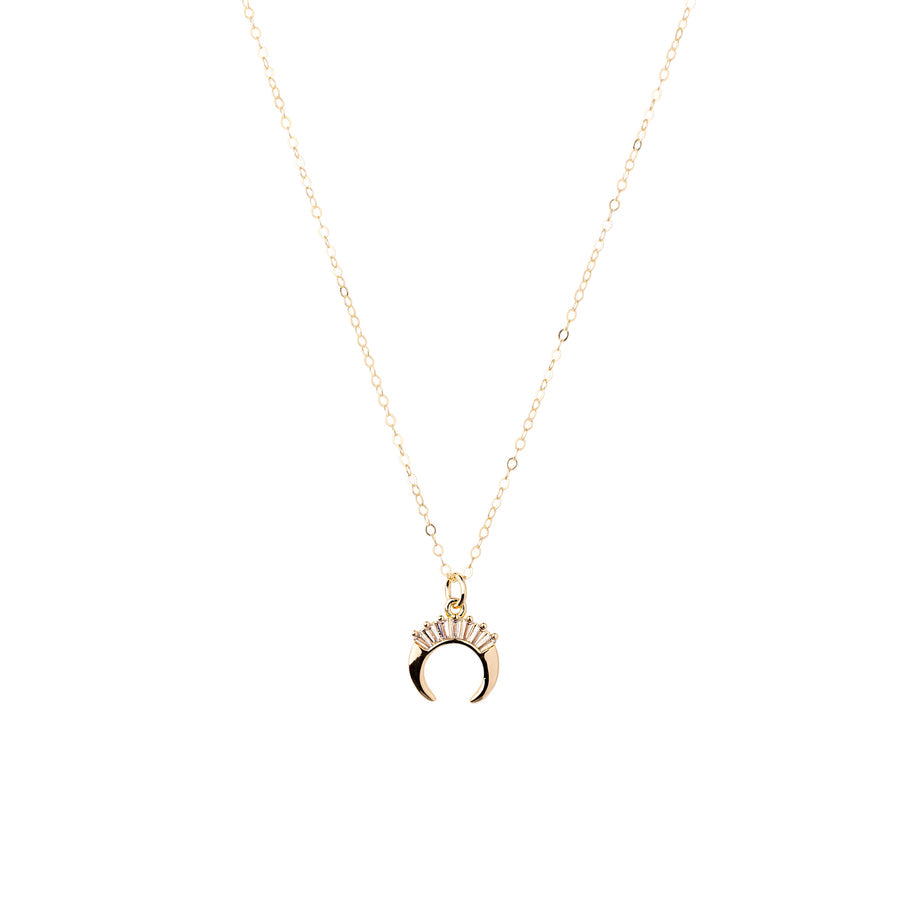 Mineral and Matter Baguette CZ Crescent Moon Necklace