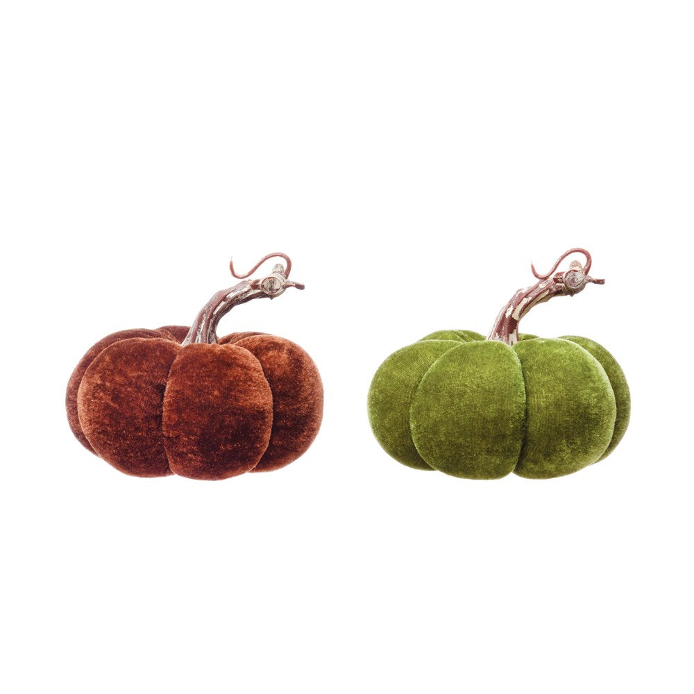 Velvet Pumpkin w/ Resin Stem - Multiple Sizes & Colors Available