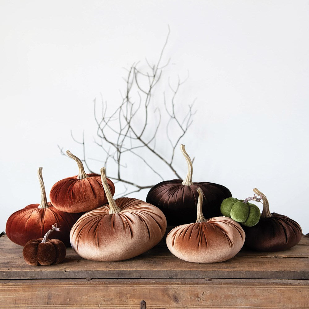 Velvet Pumpkin w/ Resin Stem - Multiple Sizes & Colors Available