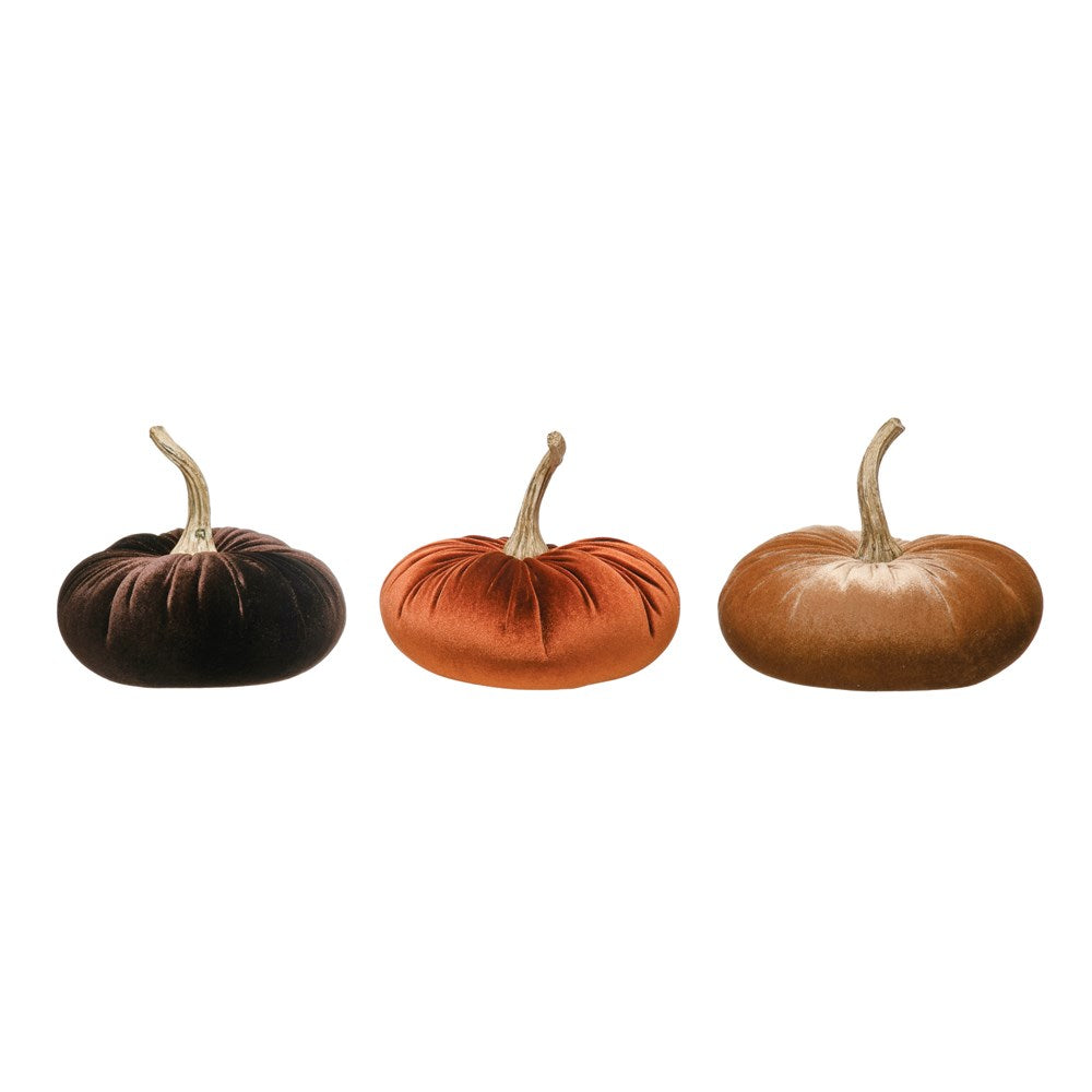 Velvet Pumpkin w/ Resin Stem - Multiple Sizes & Colors Available