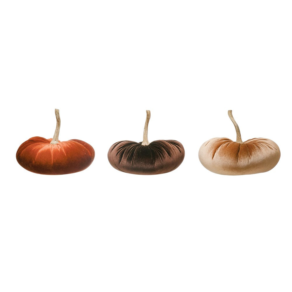 Velvet Pumpkin w/ Resin Stem - Multiple Sizes & Colors Available