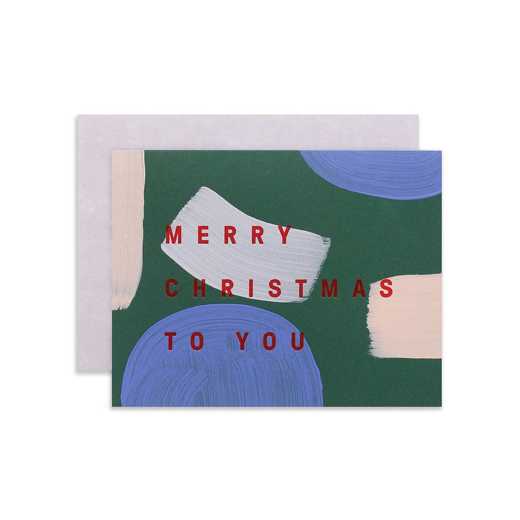 Hand-painted folded card with red foil     Card size  5.5 x 4.25" flat card.
