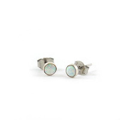 Opal Small Stud Earrings Goldfill or Silver
