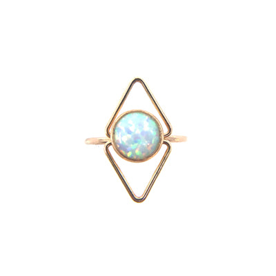 Deco Opal Ring Triangle Art Deco Ring Large Opal Stone