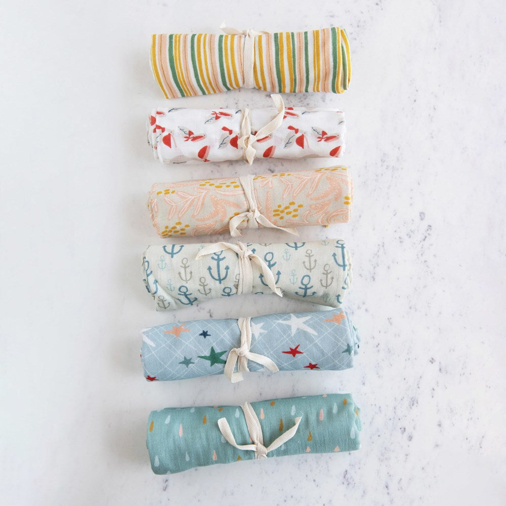 Square Cotton Printed Baby Swaddle - 6 Styles