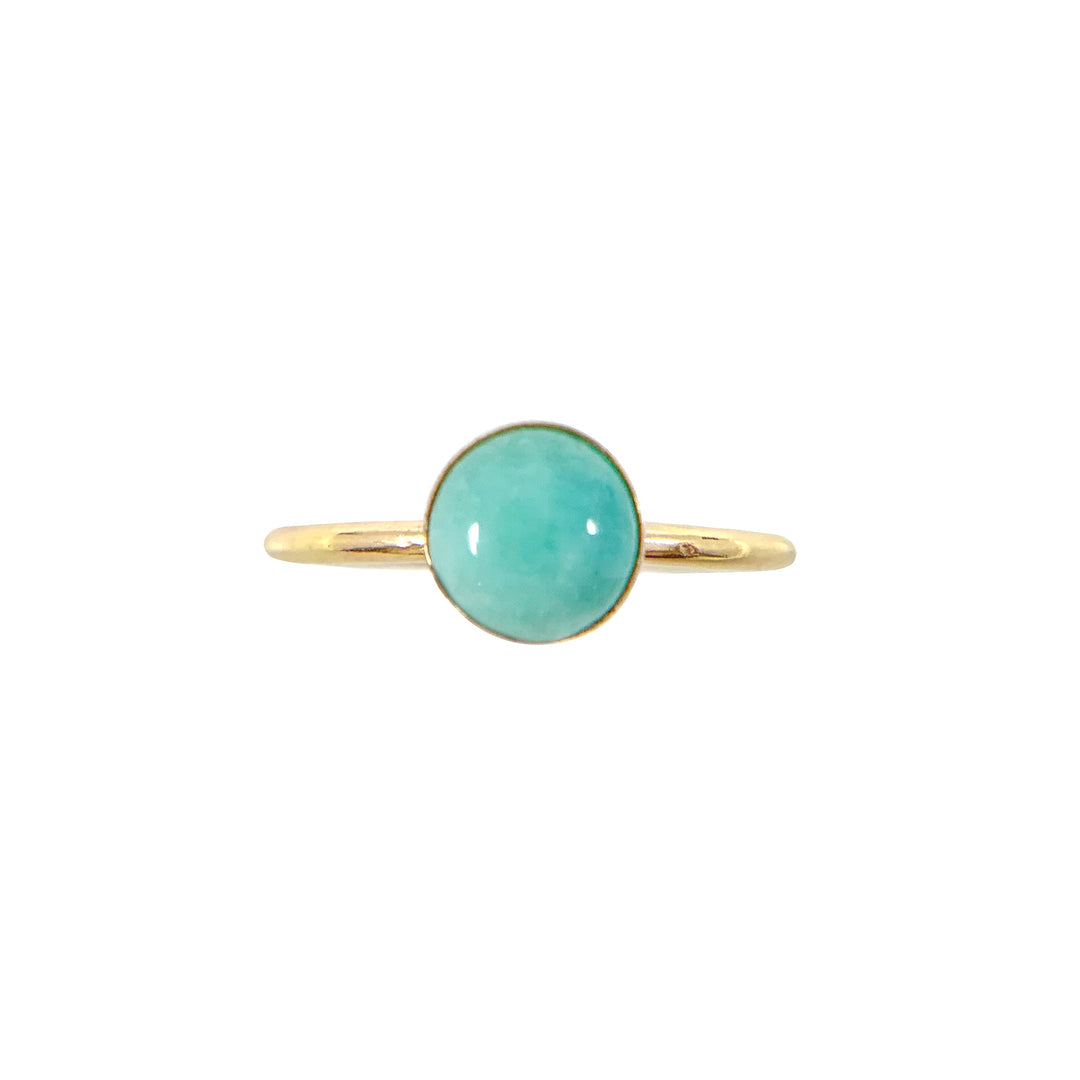 Medium Amazonite Blue Stone Goldfill Round Bezel Ring Goldfill